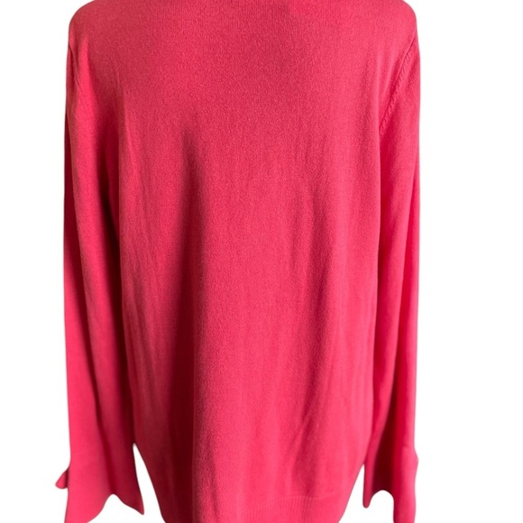 Talbots Pink/Coral Long Sleeve Sweater with Bow Accents at Wrists.  Size:L - Picture 6 of 9